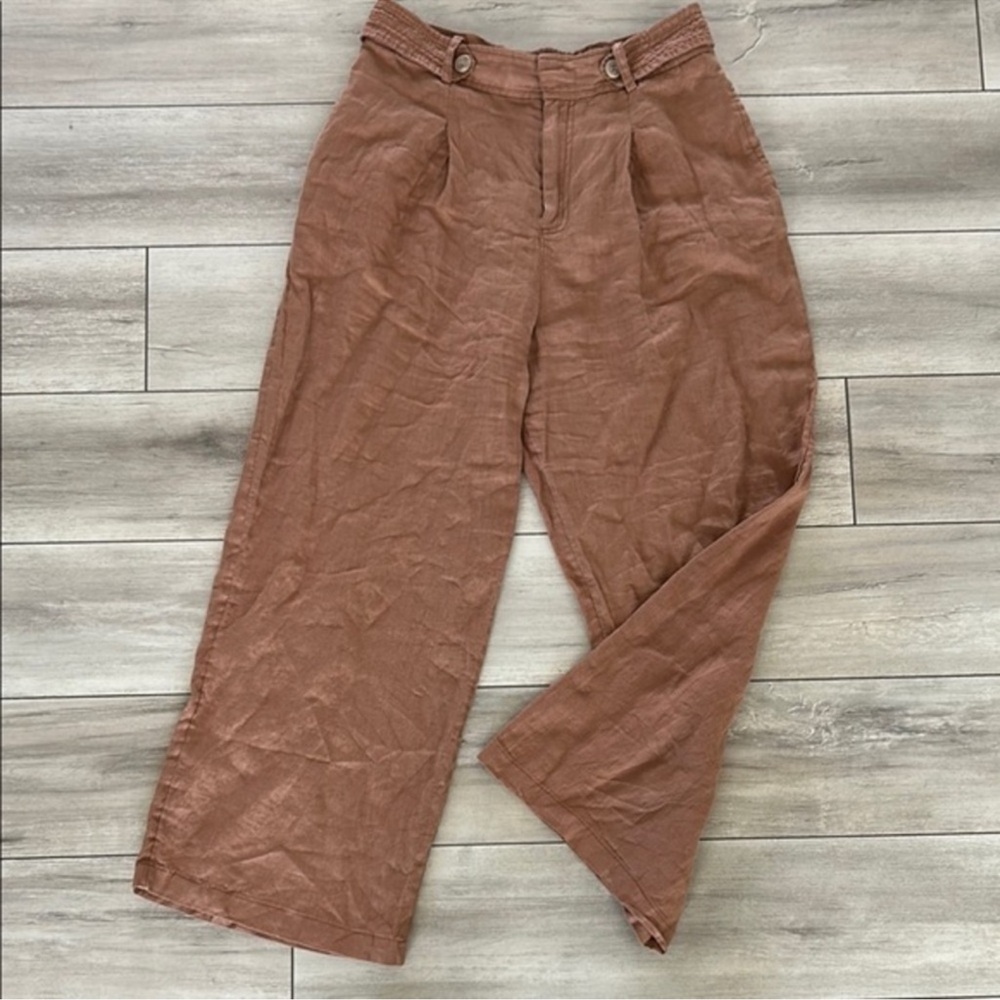 Nicole Miller 100% linen wide leg pants size 8